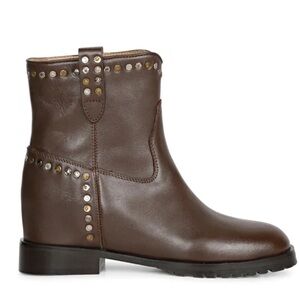 NWT Saint G New York Elegant Brown Studded Leather Ankle Boots